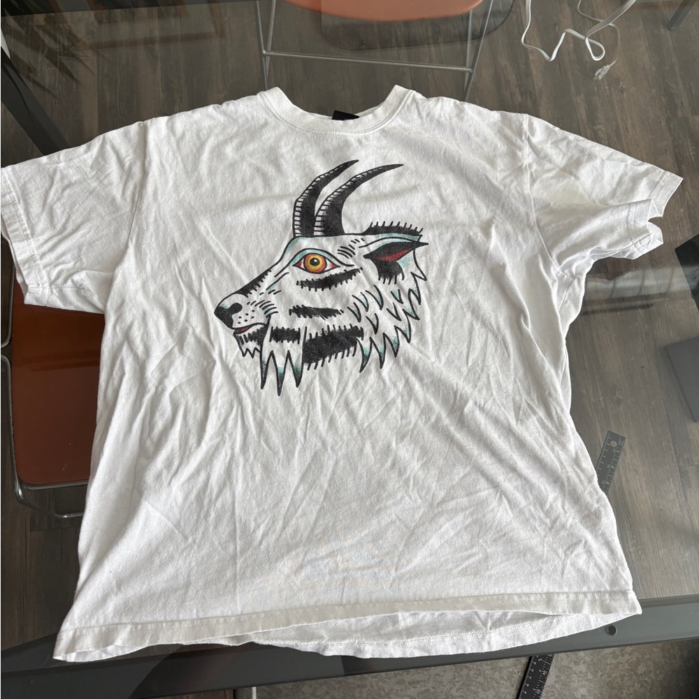 Filson White Short Sleeve Tee with Artistic Graphic